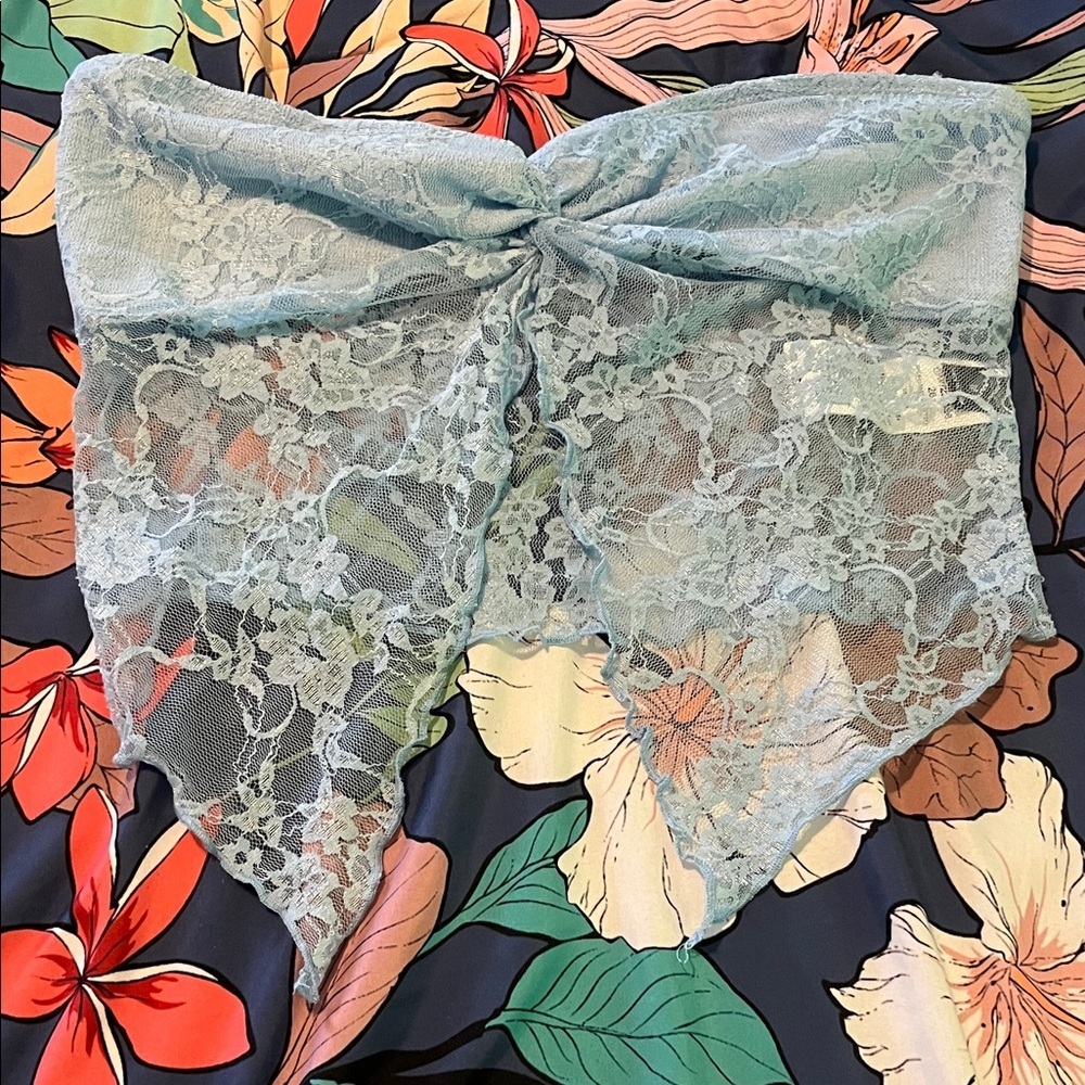 Elegant Lace Crop Top in Light Blue